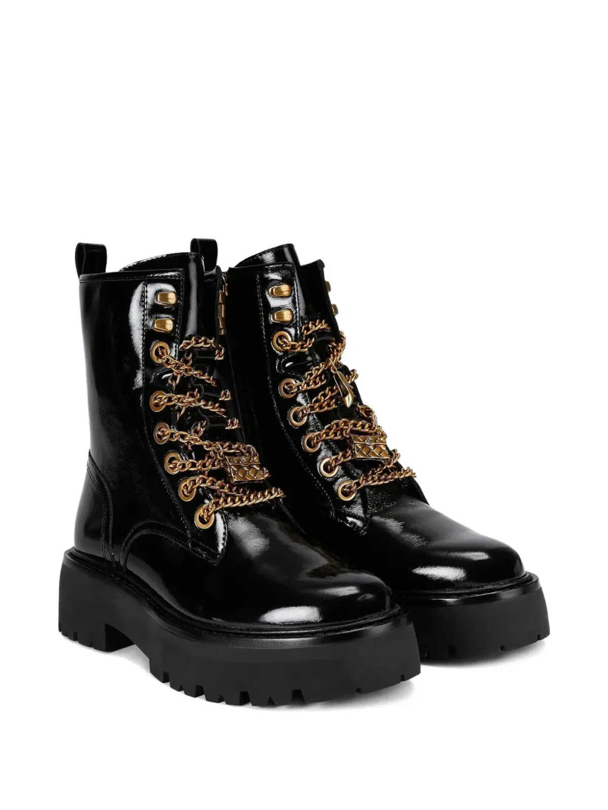 Kurt Geiger London マティルダ チャーム パテントレザー ブーツ ブラック - 画像3