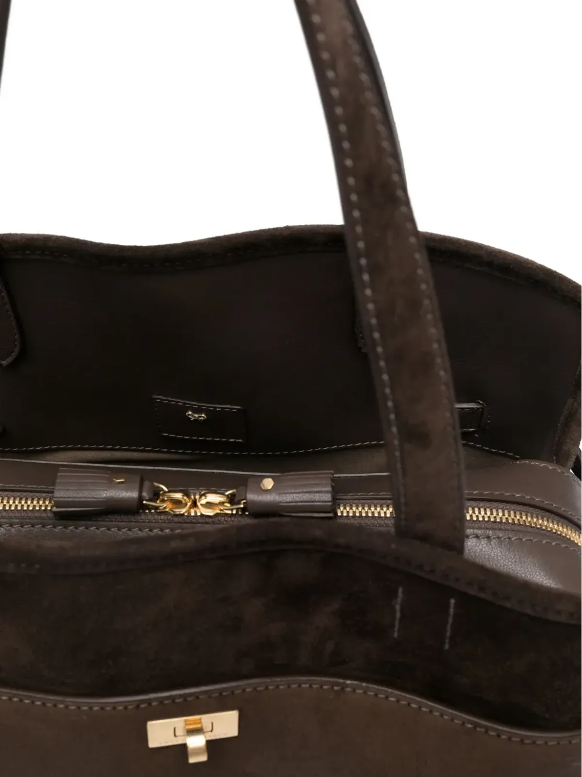 Anya Hindmarch strap-detail suede tote bag - Brown - 画像5