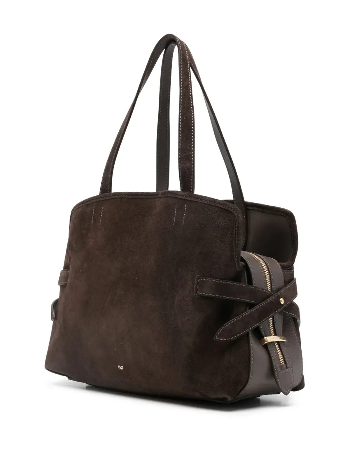 Anya Hindmarch strap-detail suede tote bag - Brown - 画像3