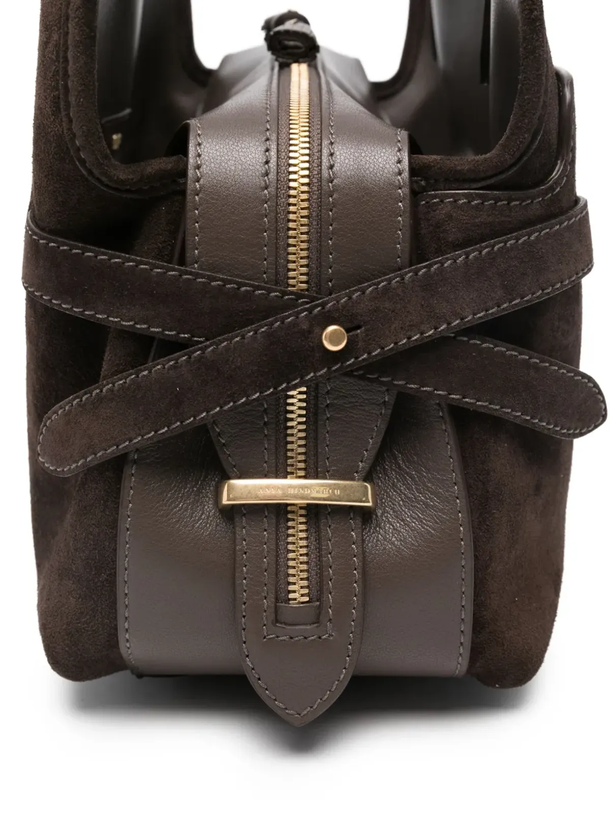 Anya Hindmarch strap-detail suede tote bag - Brown - 画像4
