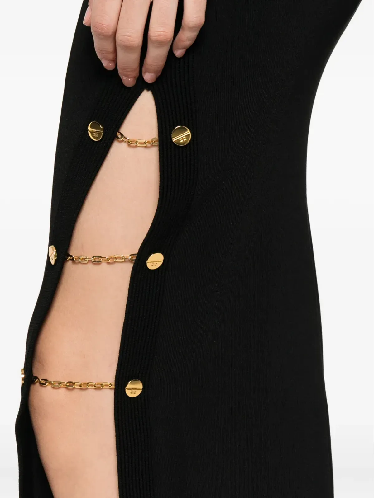 Elisabetta Franchi チェーン付きリブニットドレス - 画像5