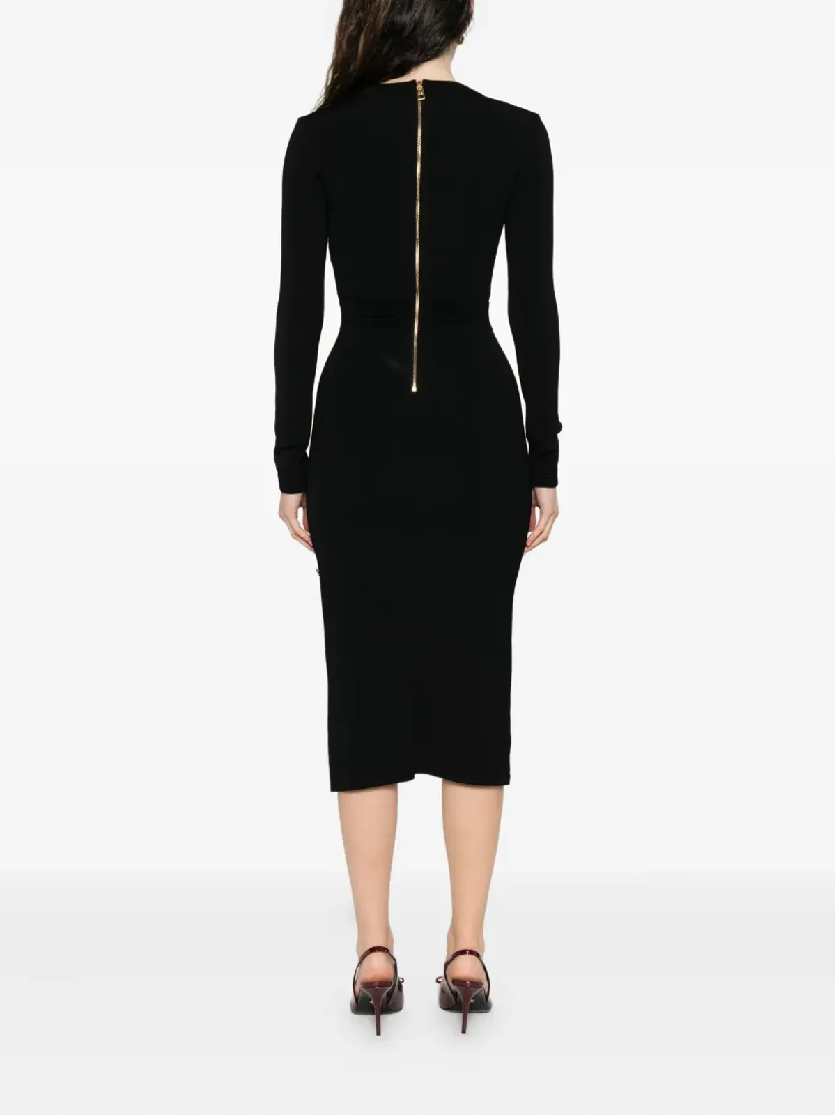 Elisabetta Franchi チェーン付きリブニットドレス - 画像4