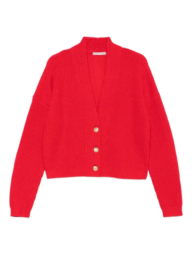 Alice + Olivia alice + olivia Vネックカーディガン - レッドの商品画像