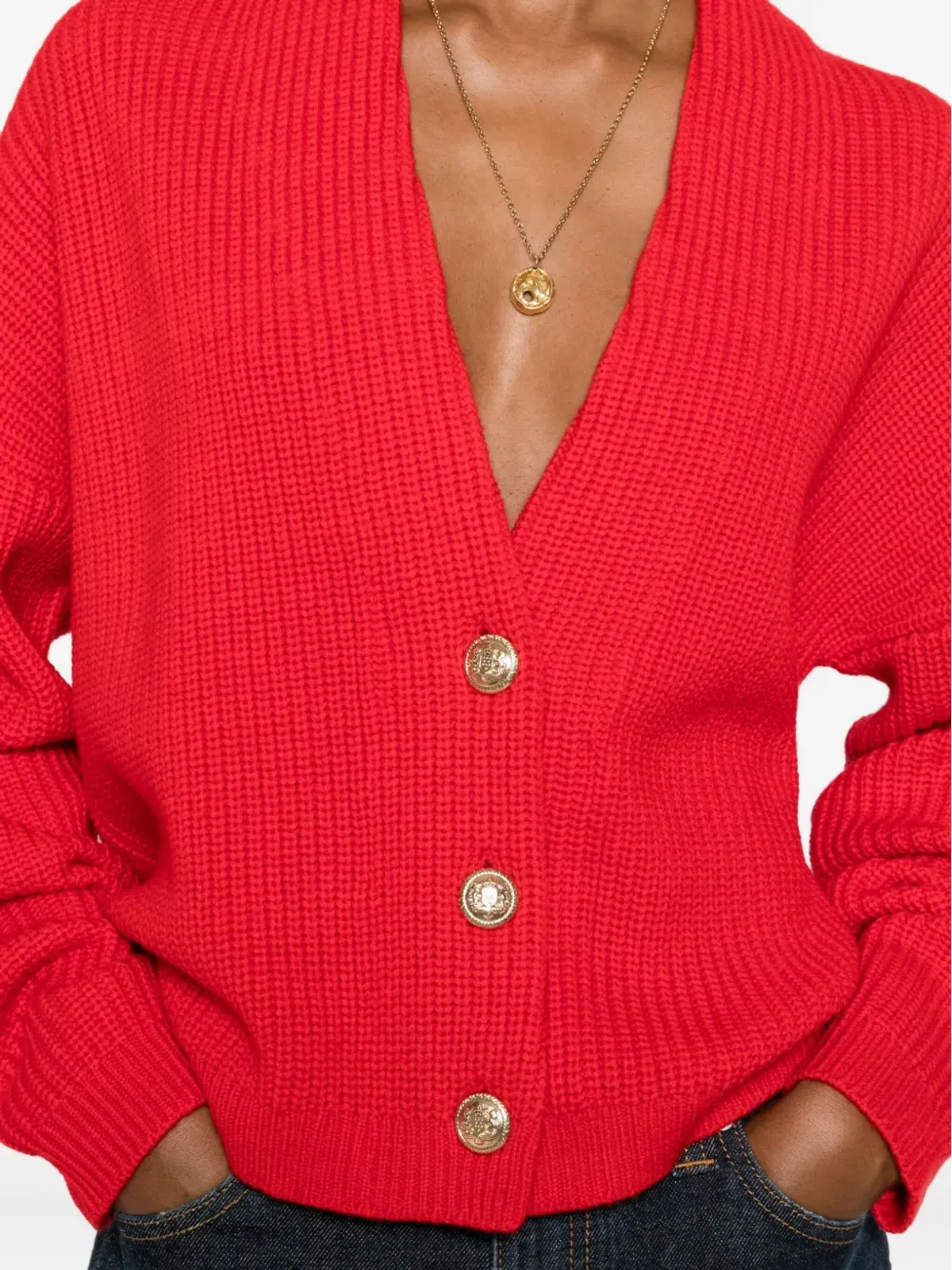 alice + olivia Vネックカーディガン - レッド - 画像5