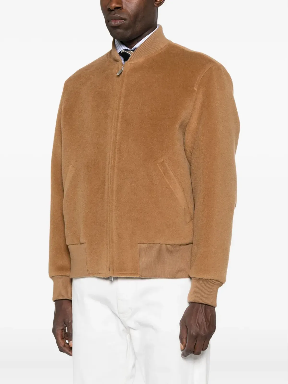 Lardini リブ編み襟 ウールジャケット - 画像3