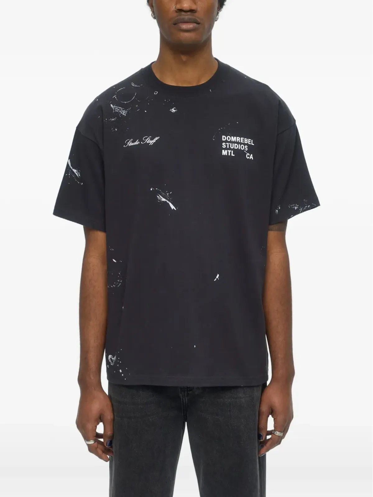 DOMREBEL Staff paint-splatter cotton T-shirt - Black - 画像2