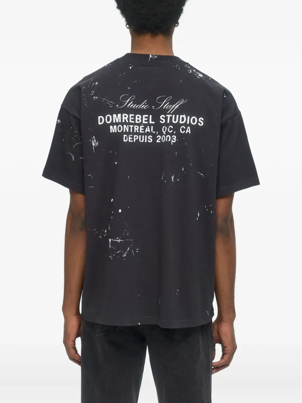DOMREBEL Staff paint-splatter cotton T-shirt - Black - 画像3