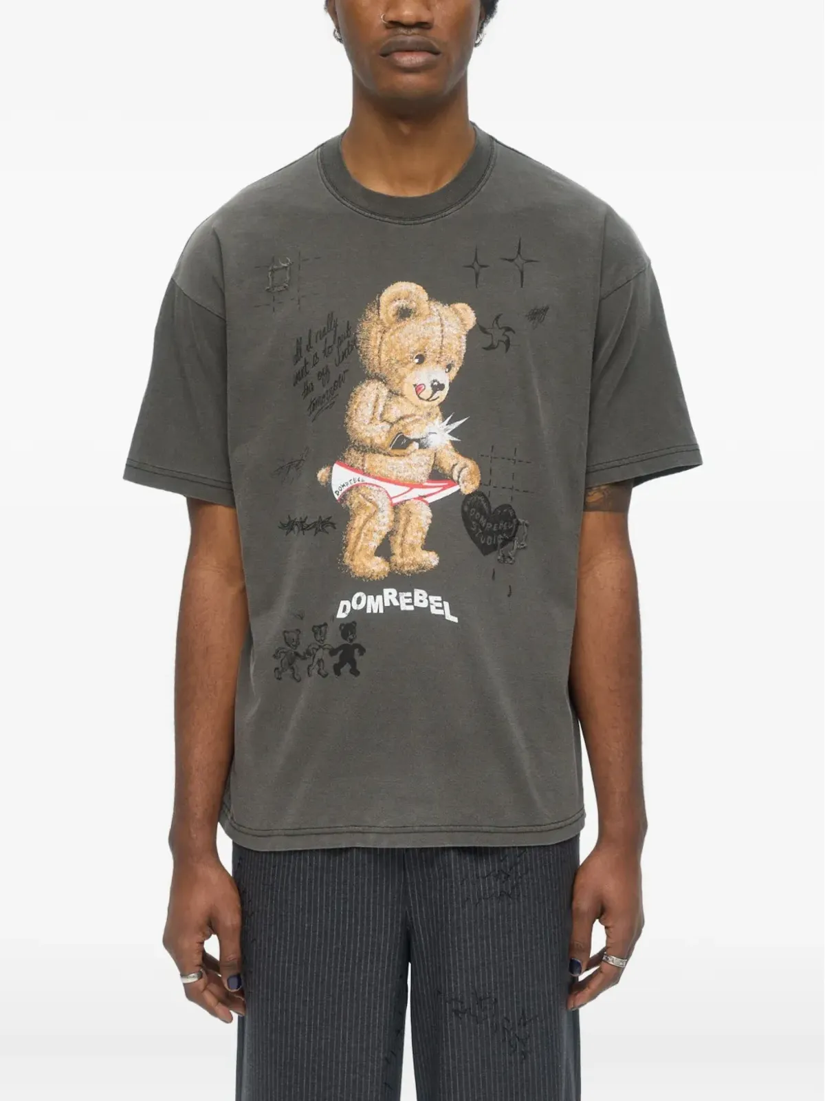 DOMREBEL スナップ・スケッチ ベアプリント Tシャツ - 画像2