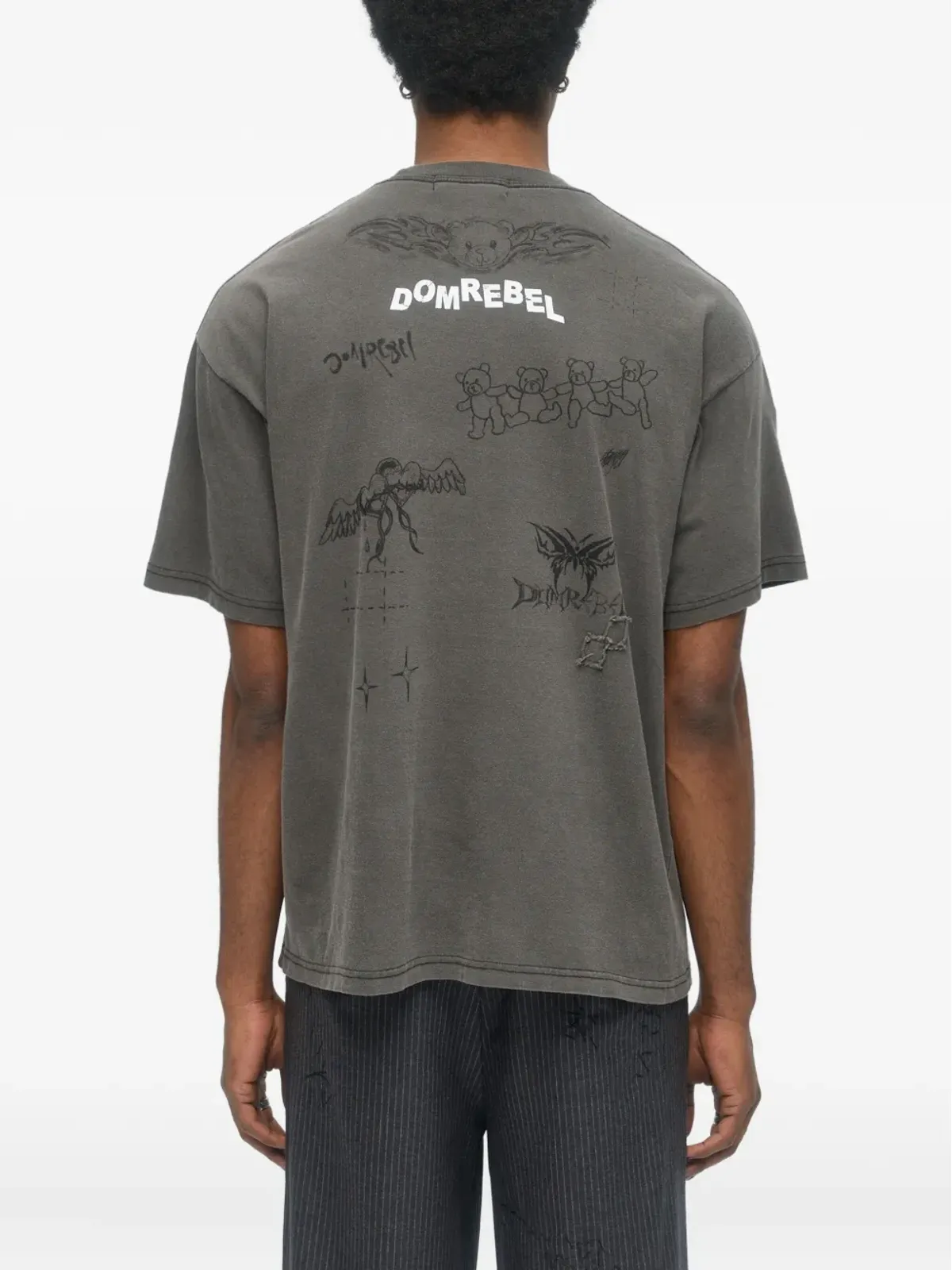 DOMREBEL スナップ・スケッチ ベアプリント Tシャツ - 画像3