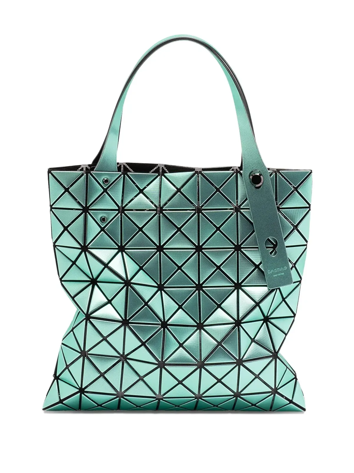 Bao Bao Issey Miyake プラチナメタリックの幾何学パターン・トートバッグ（グリーン） - 画像2