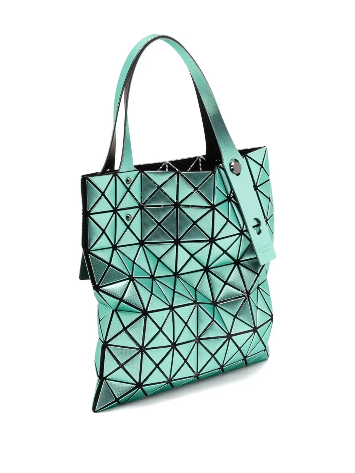 Bao Bao Issey Miyake プラチナメタリックの幾何学パターン・トートバッグ（グリーン） - 画像3