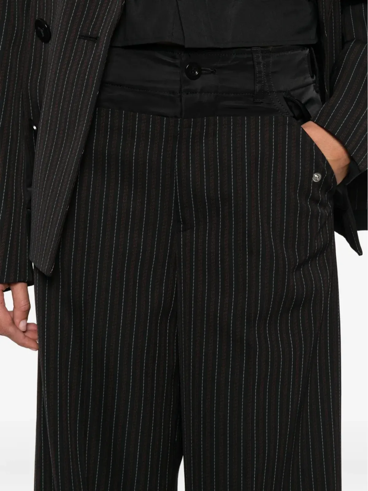 sacai ピンストライプポケットパンツ ブラック - 画像5
