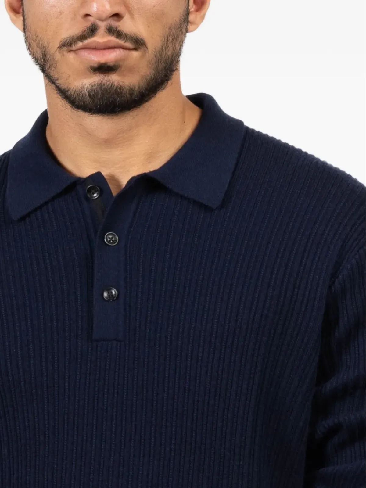 rag & bone Crawford リブ編み ロングスリーブ ポロシャツ - ブルー - 画像5