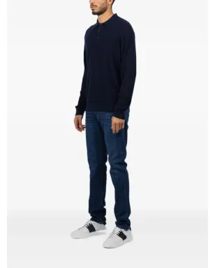 rag & bone Crawford リブ編み ロングスリーブ ポロシャツ - ブルー - サムネイル3