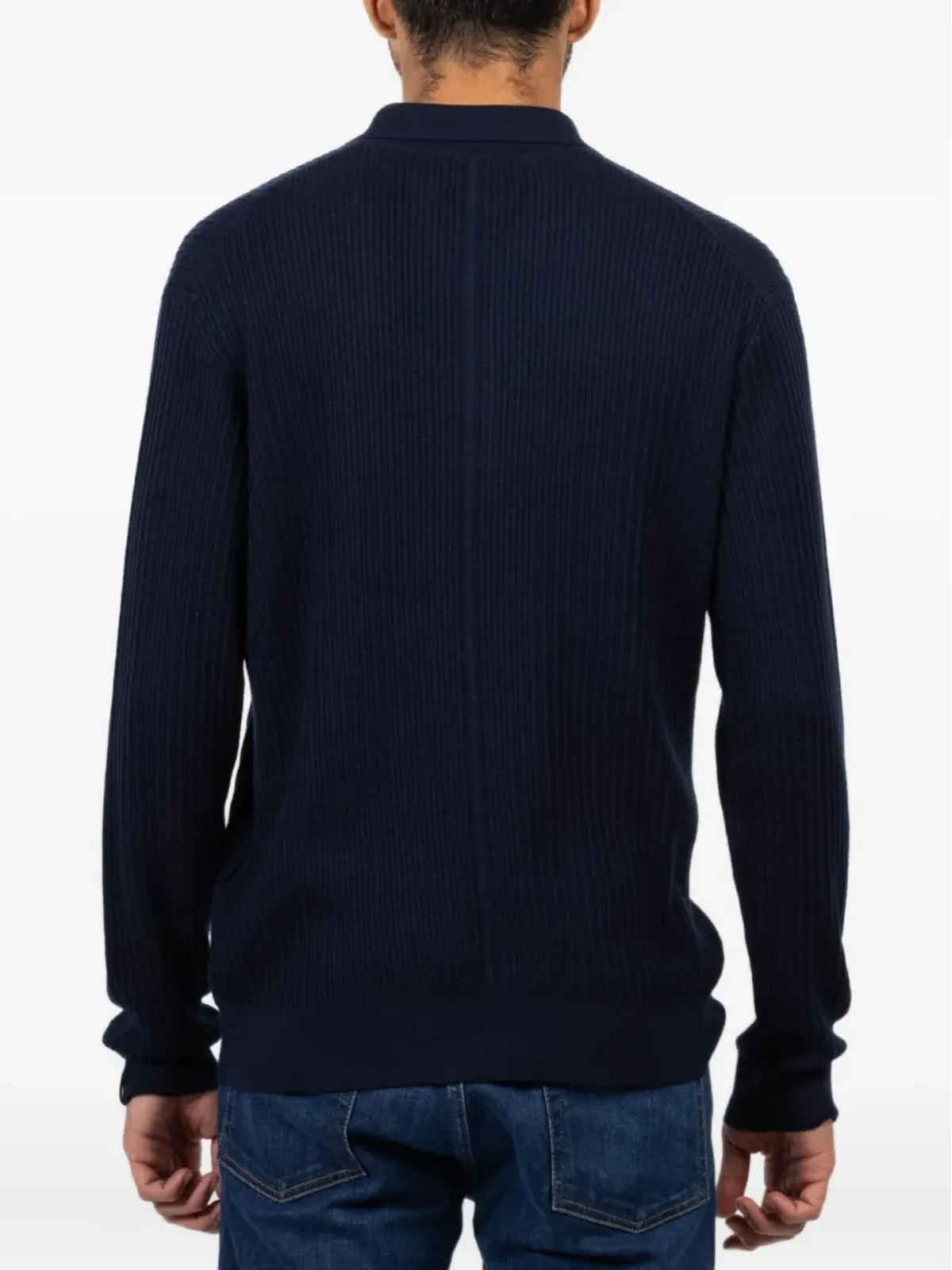 rag & bone Crawford リブ編み ロングスリーブ ポロシャツ - ブルー - 画像4