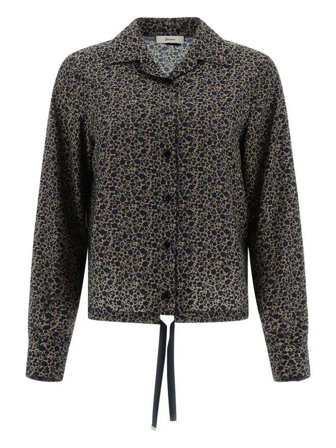 Herno Herno tie-waist patterned shirt - Blackの商品画像