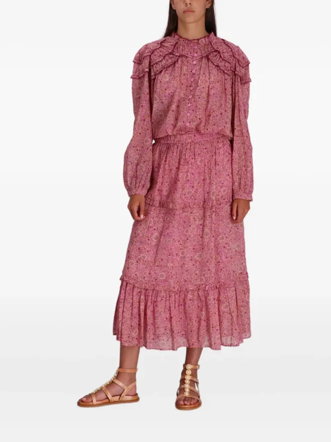 Isabel Marant ISABEL MARANT ピンクのフリルプリント ロングスカートの商品画像