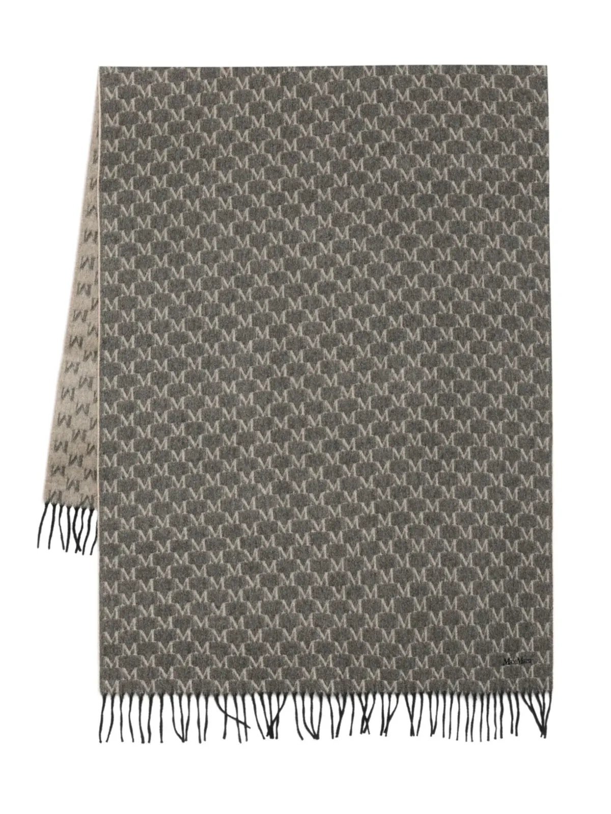 Max Mara モノグラム柄フリンジスカーフ - 画像1