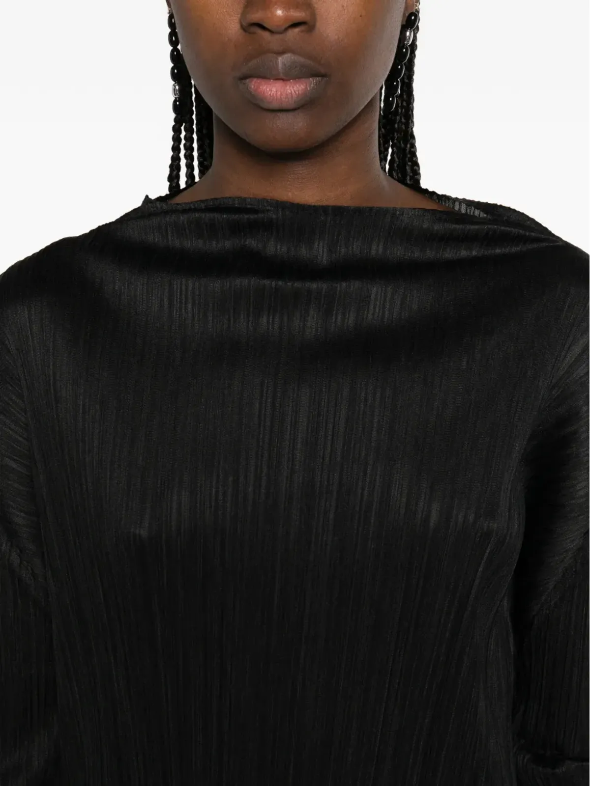Pleats Please Issey Miyake Ole! ハイネックAライン ミディドレス - ブラック - 画像5