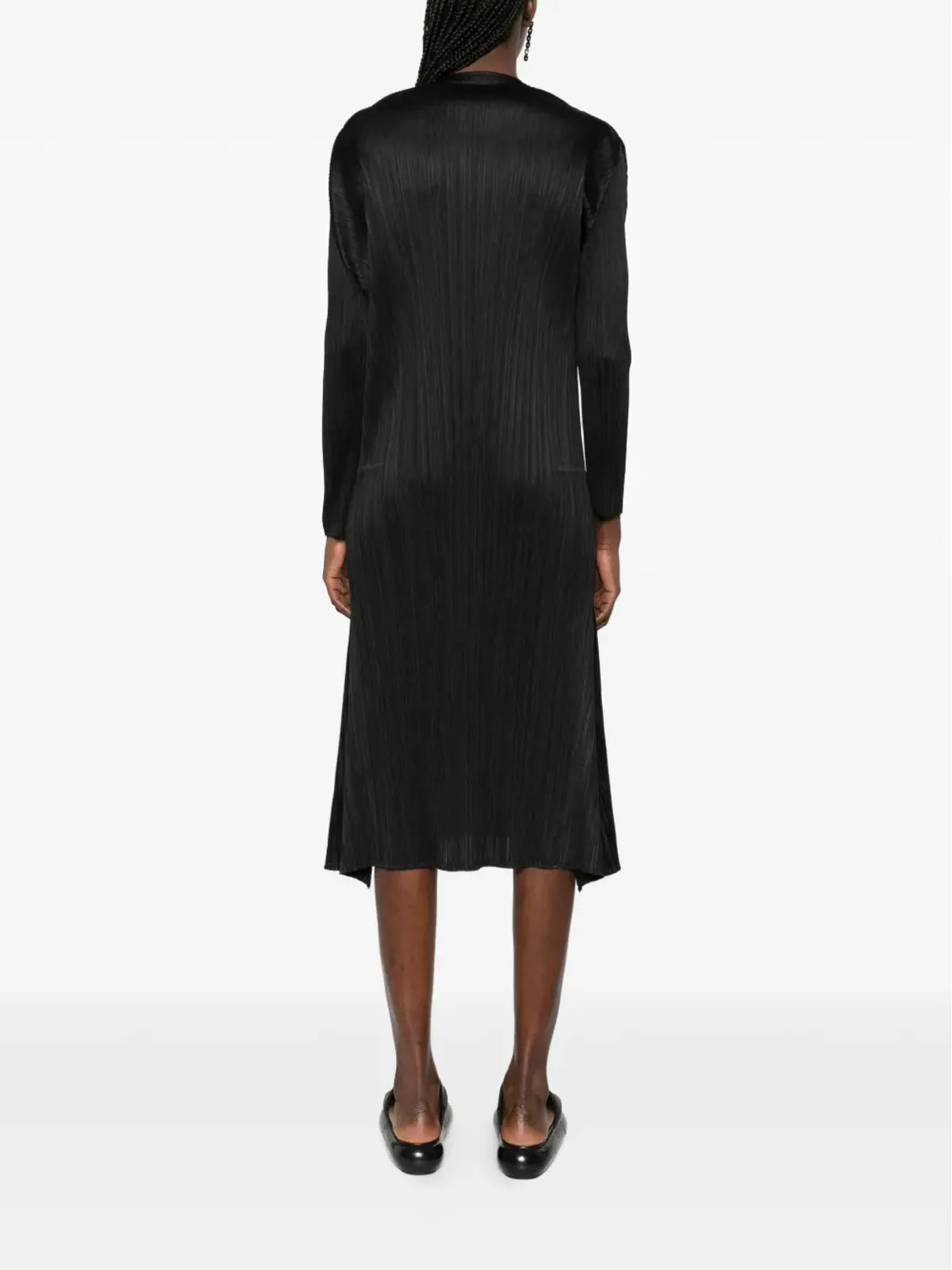 Pleats Please Issey Miyake Ole! ハイネックAライン ミディドレス - ブラック - 画像4