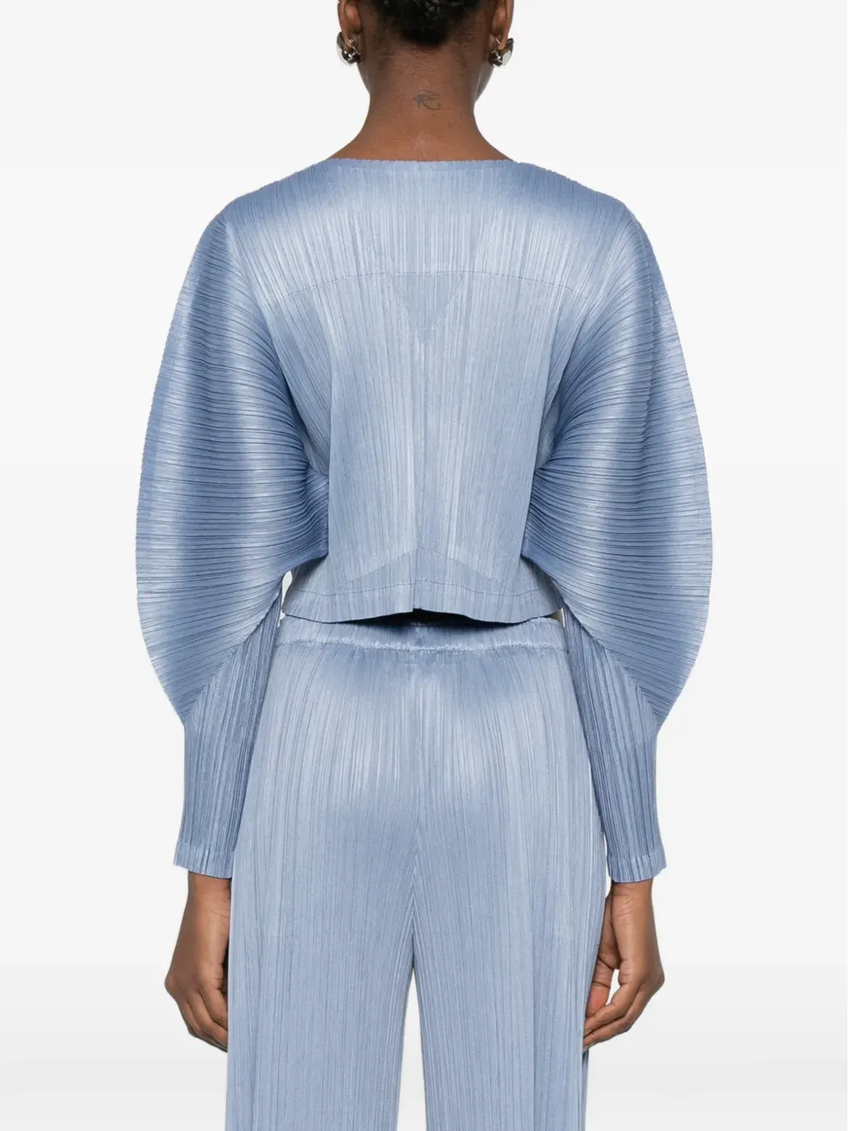 Pleats Please Issey Miyake ふんわり袖のVネック・プリーツトップス - 画像4