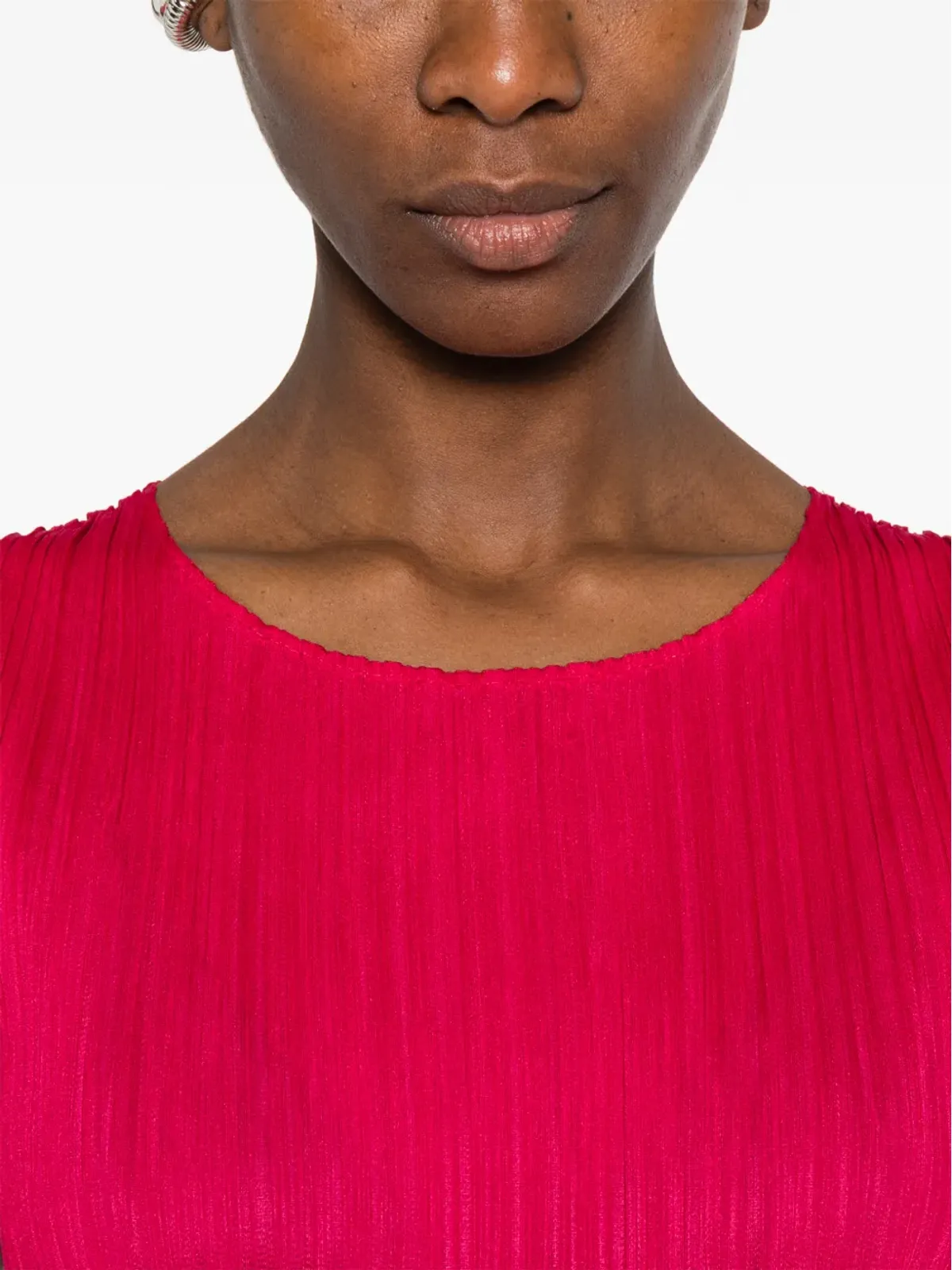 Pleats Please Issey Miyake クルーネック ミディドレス ピンク - 画像5