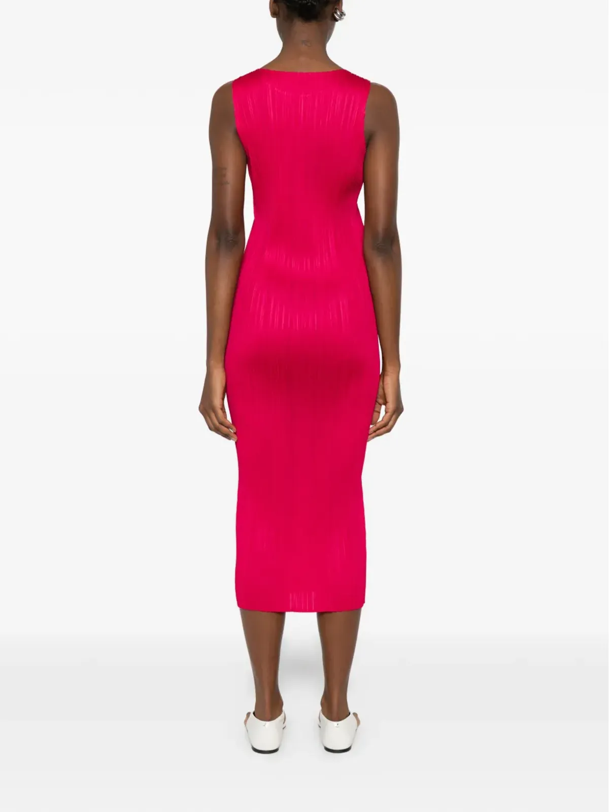 Pleats Please Issey Miyake クルーネック ミディドレス ピンク - 画像4