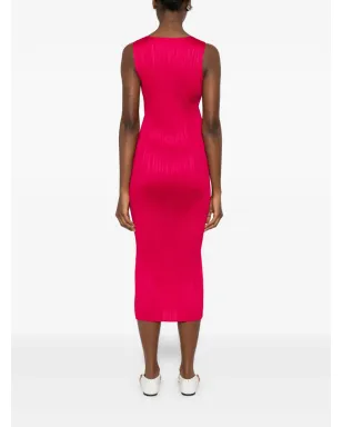 Pleats Please Issey Miyake クルーネック ミディドレス ピンク - サムネイル4