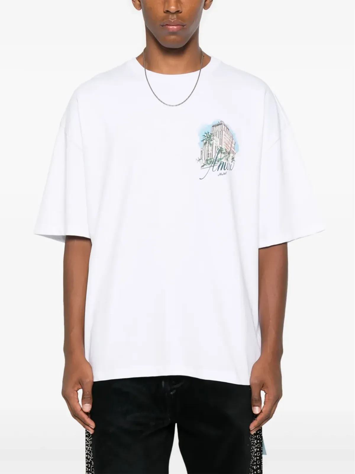 AMIRI グラフィックプリント ドローストリングTシャツ - 画像3