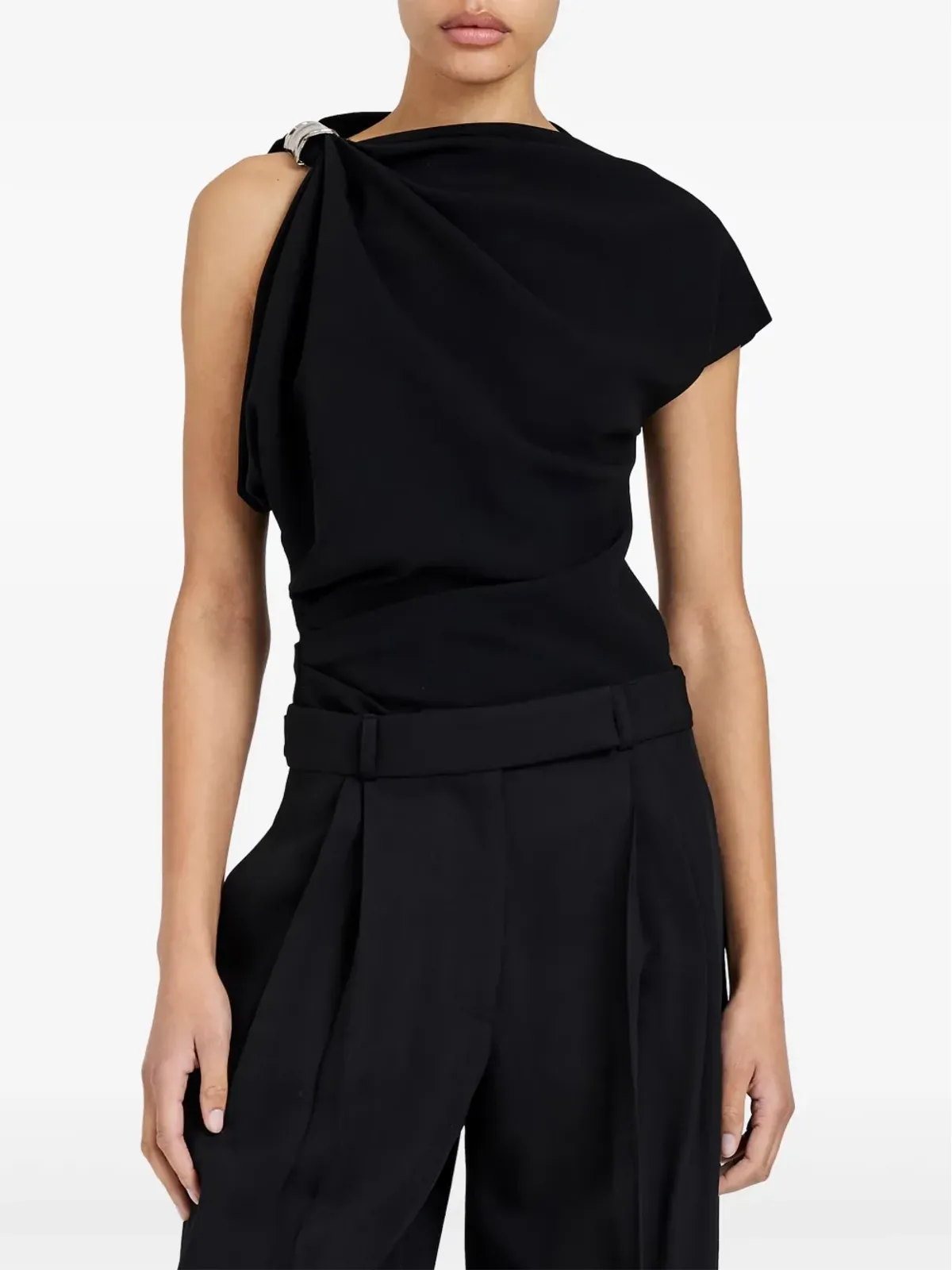 Proenza Schouler ドレープエンブリッシュトップ - ブラック - 画像2