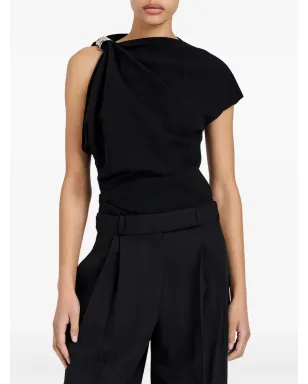 Proenza Schouler ドレープエンブリッシュトップ - ブラック - サムネイル2