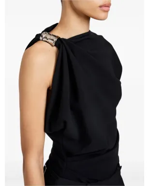 Proenza Schouler ドレープエンブリッシュトップ - ブラック - サムネイル3