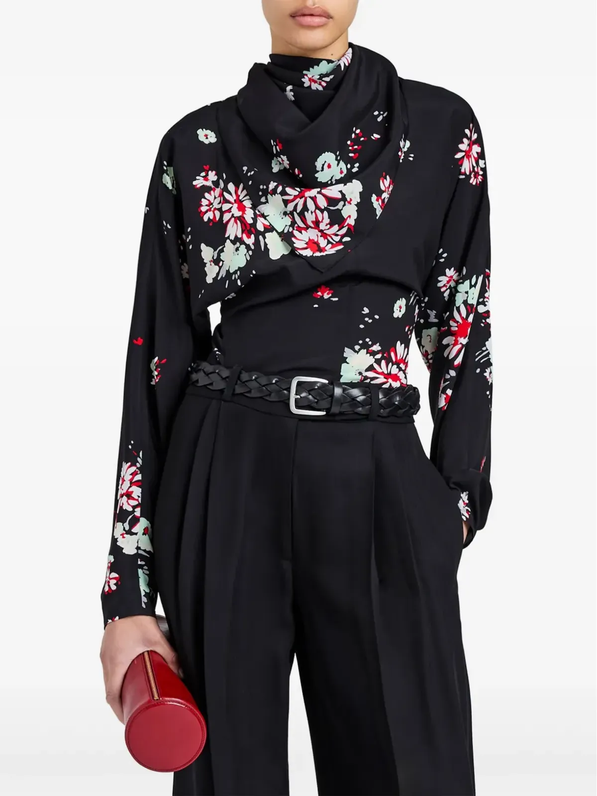 Proenza Schouler カウルネック花柄ブラウス - 画像5