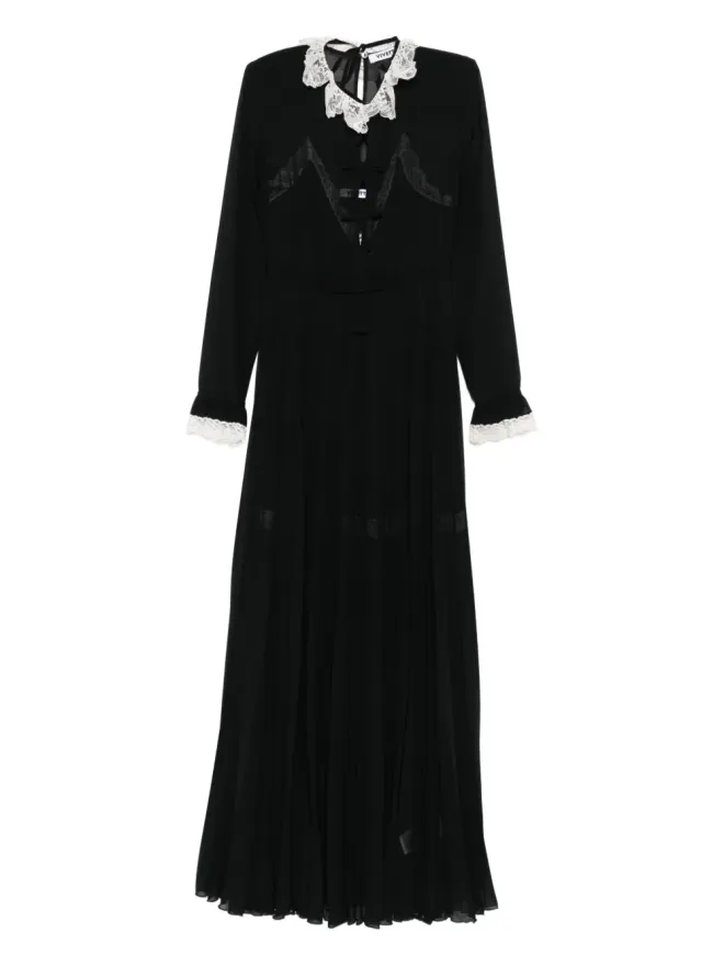 Vivetta Vivetta レーストリム付きプリーツマキシドレス - ブラックの商品画像