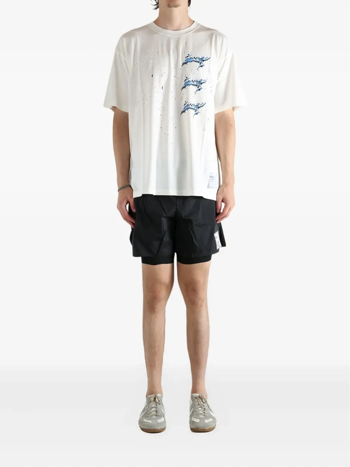 Satisfy MothTech distressed print Tシャツ - 画像2