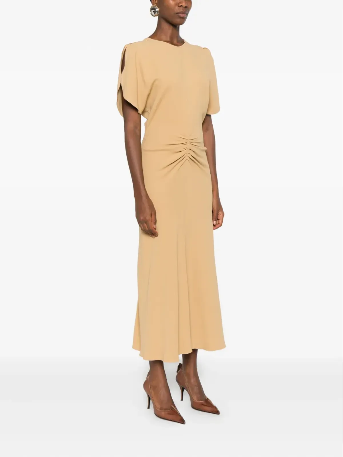 Victoria Beckham フラッター袖のドレープドレス - イエロー - 画像3