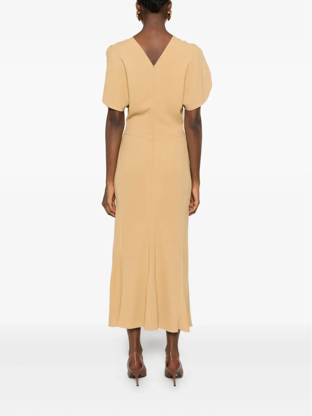 Victoria Beckham フラッター袖のドレープドレス - イエロー - 画像4