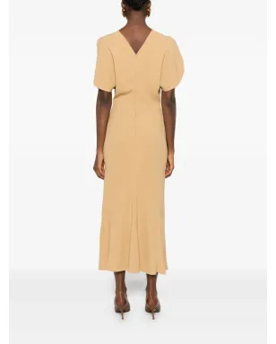Victoria Beckham フラッター袖のドレープドレス - イエロー - サムネイル4