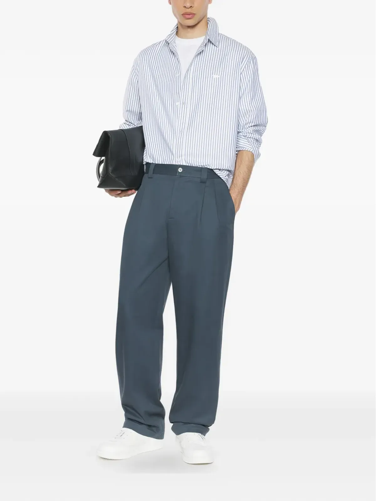 Maison Kitsuné ストライプ長袖シャツ（ブルー） - 画像2