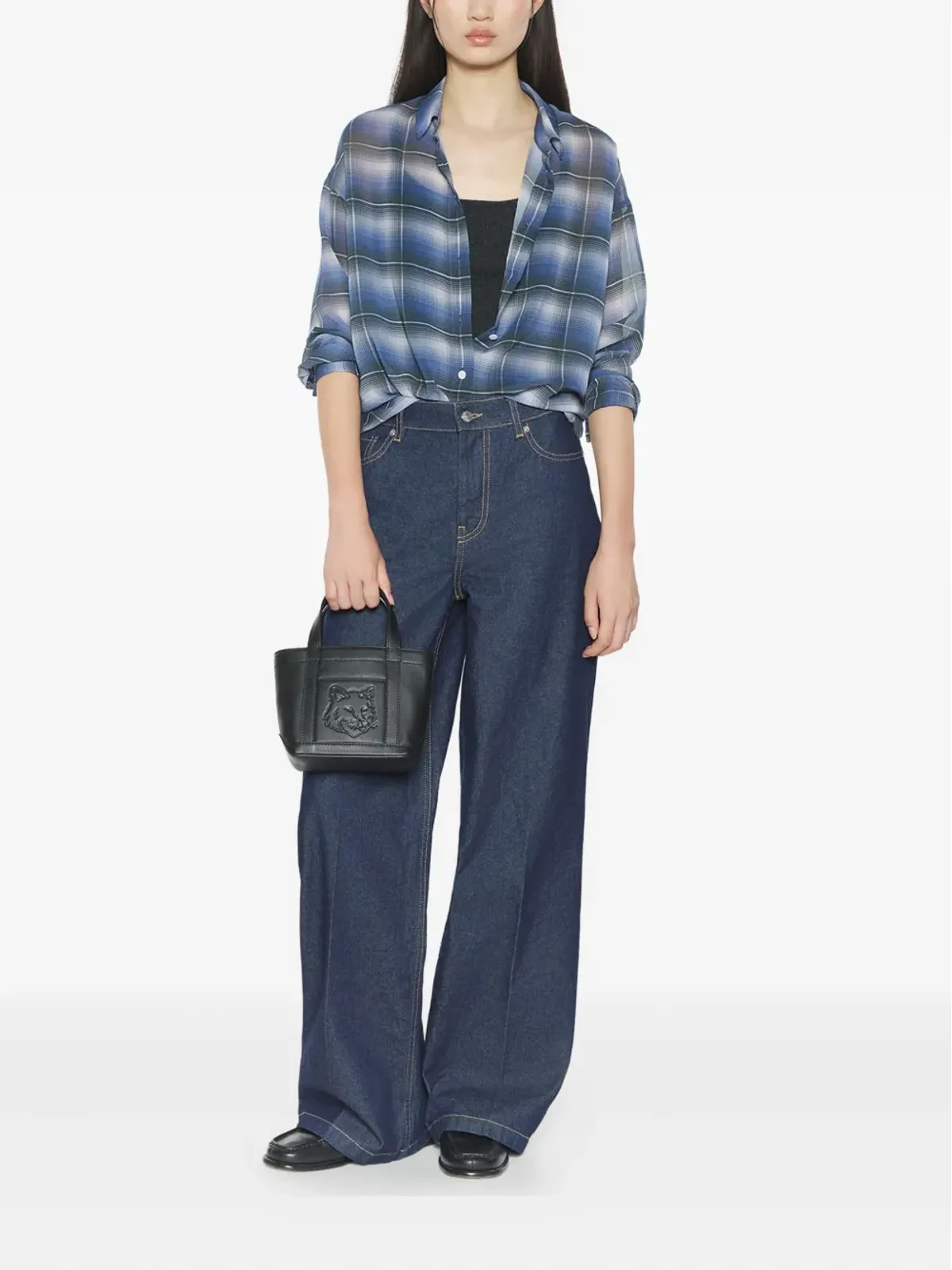 Maison Kitsuné ハイウエスト ワイドレッグ ジーンズ - 画像2
