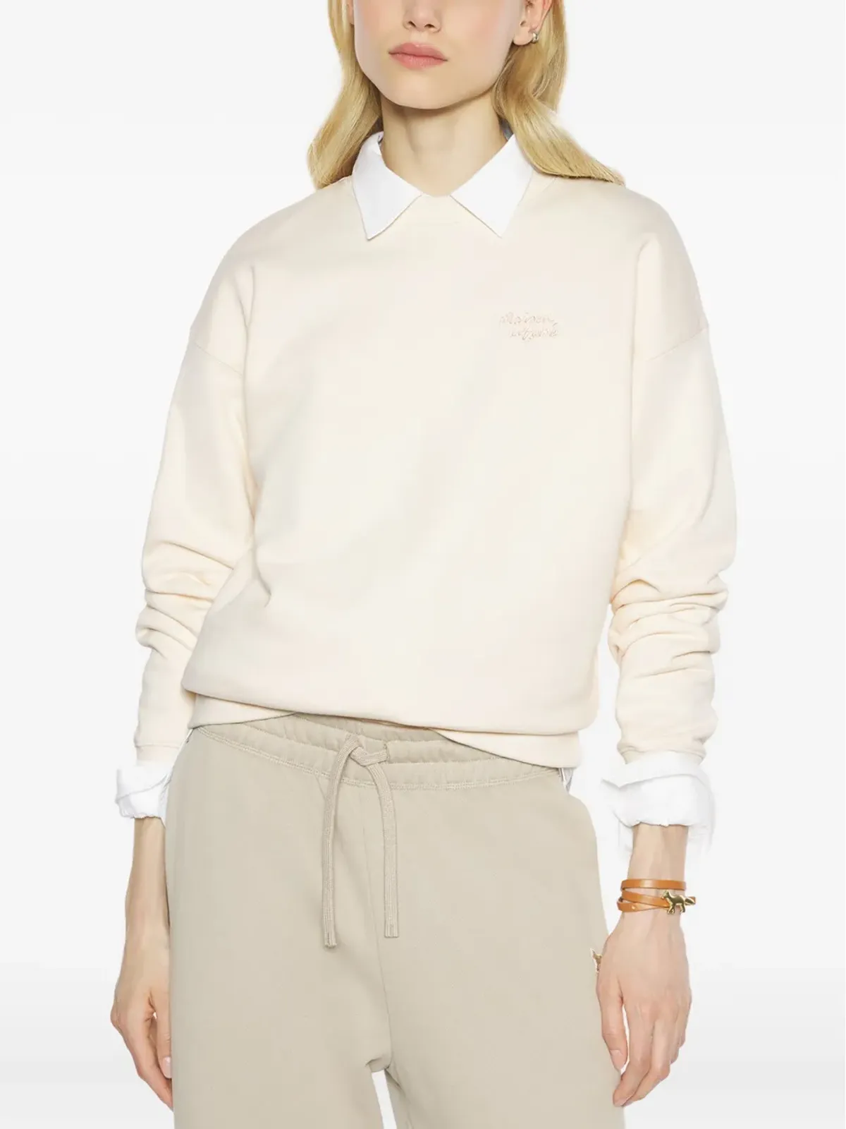 Maison Kitsuné embroidered-cotton sweatshirt - Pink - 画像3
