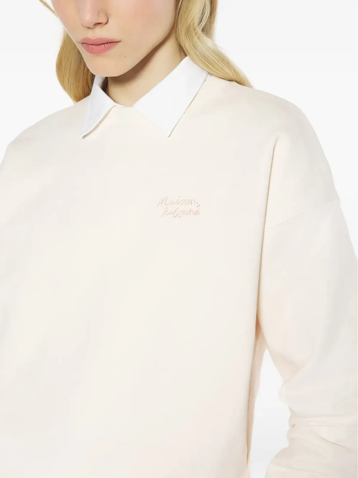Maison Kitsuné embroidered-cotton sweatshirt - Pink - 画像4