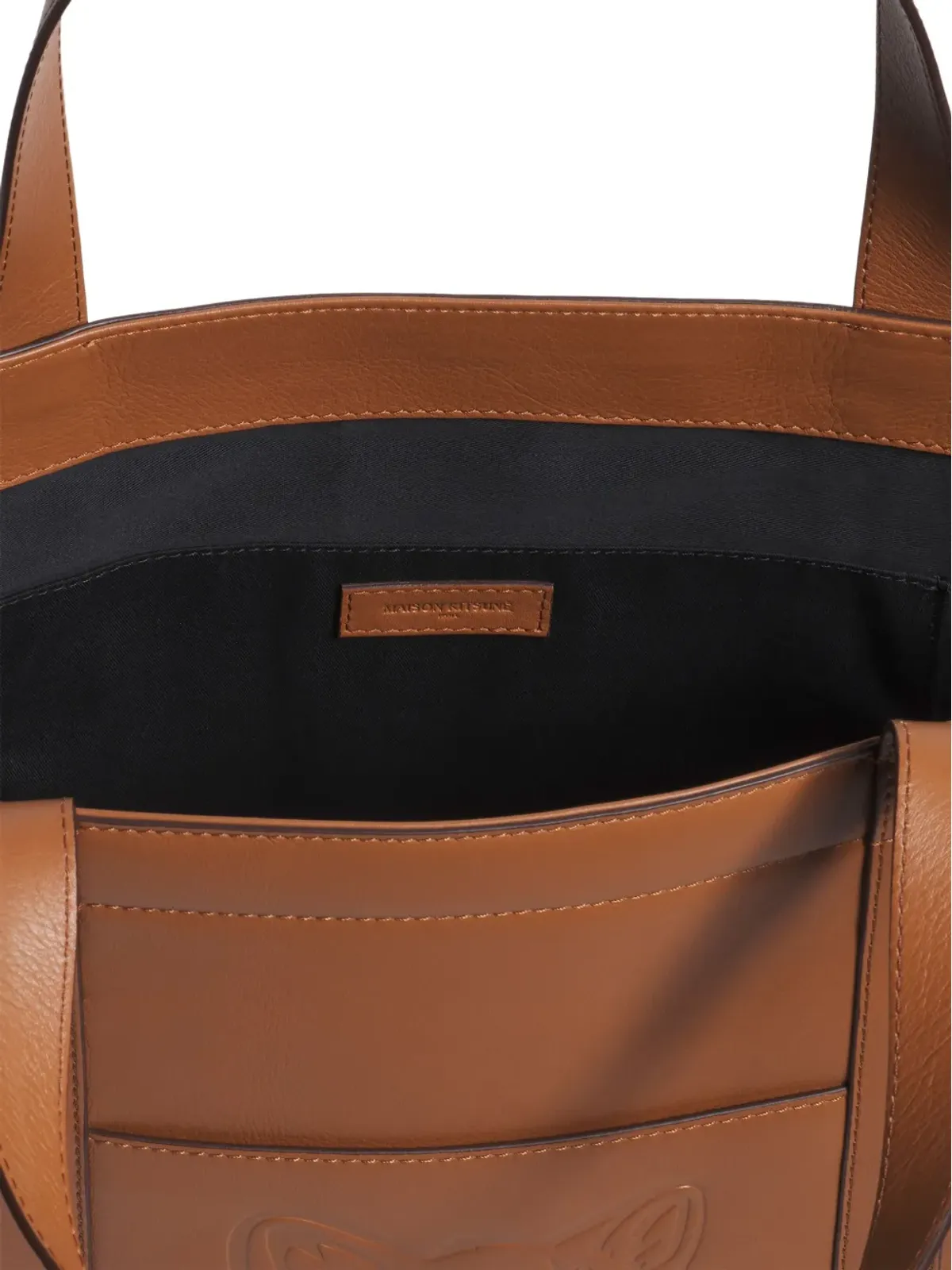 Maison Kitsuné フォックスヘッド型押しレザートートバッグ - 画像5