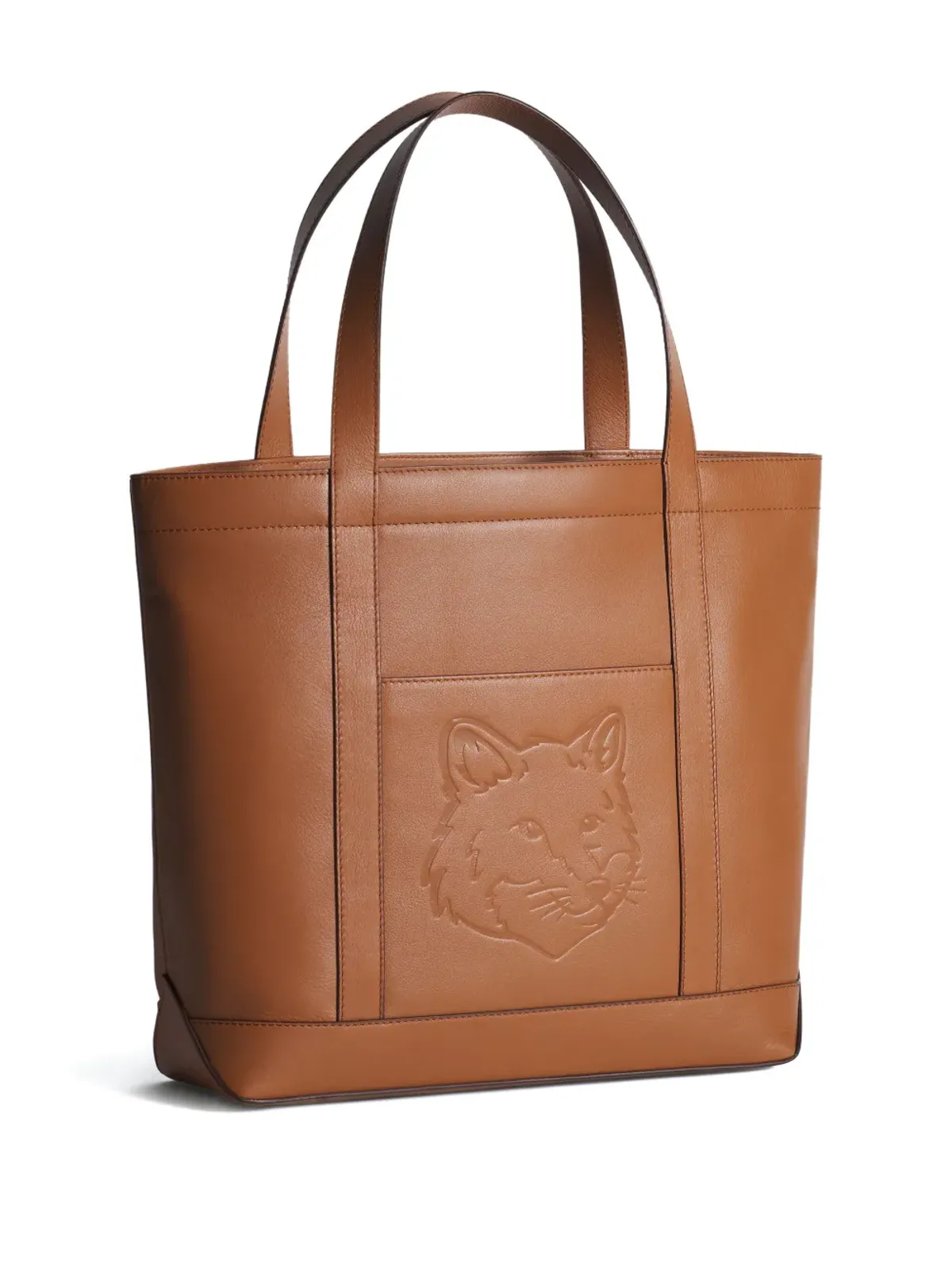 Maison Kitsuné フォックスヘッド型押しレザートートバッグ - 画像3