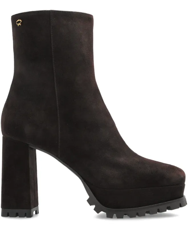 Gianvito Rossi Gianvito Rossi ハーレム プラットフォーム ブロックヒール アンクルブーツ - ブラックの商品画像