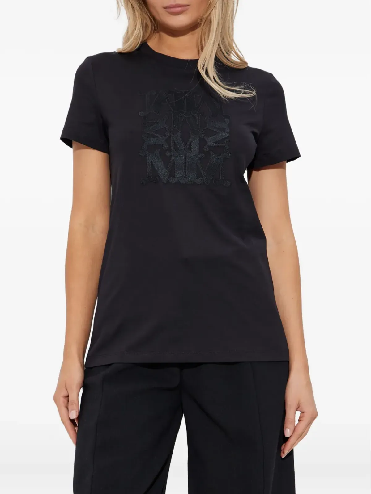 Max Mara Bravo ロゴ刺繍 コットンTシャツ - 画像3