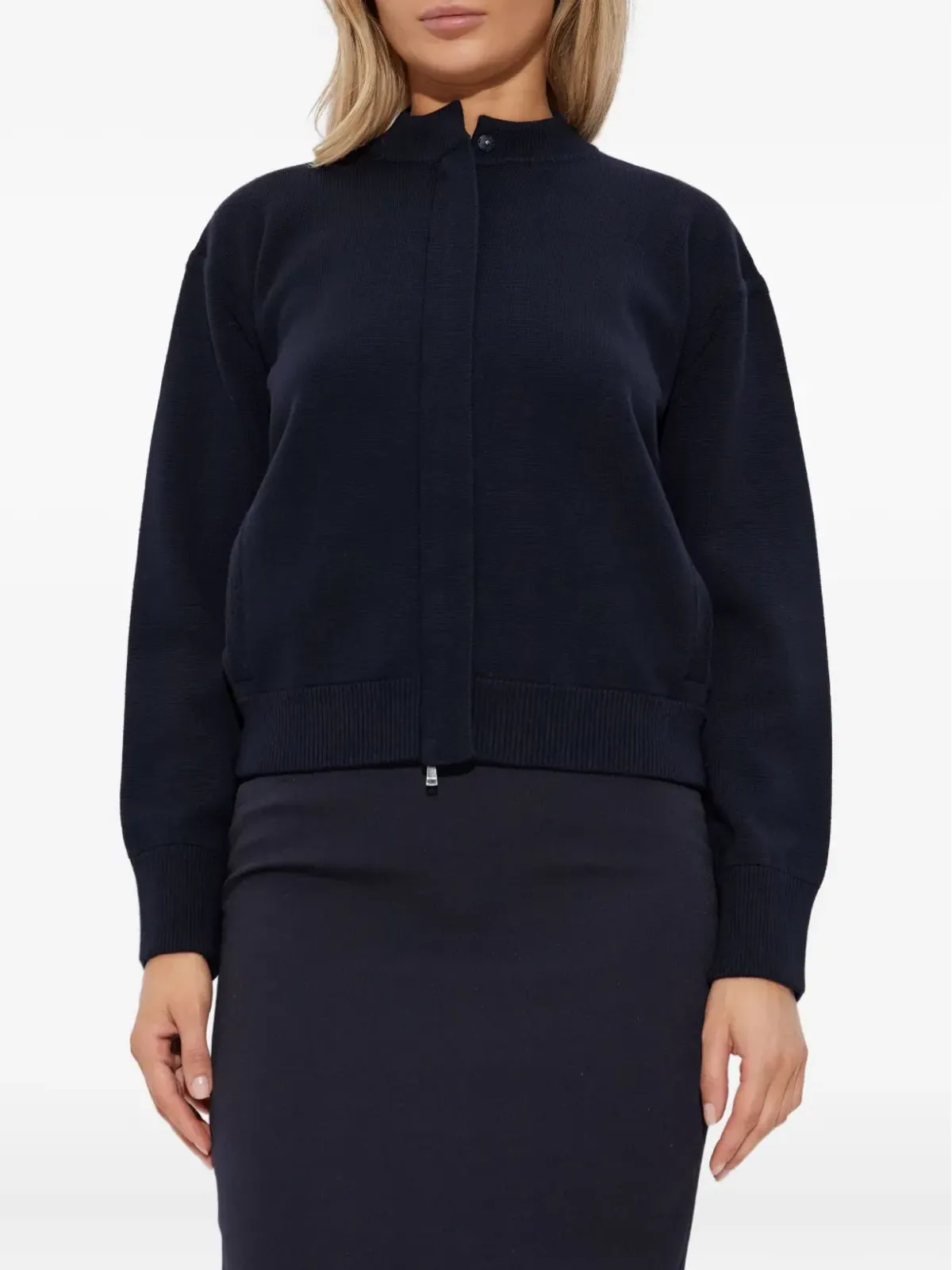 Max Mara ペラゴ ハイネック ジップフロント カーディガン ブラック - 画像3