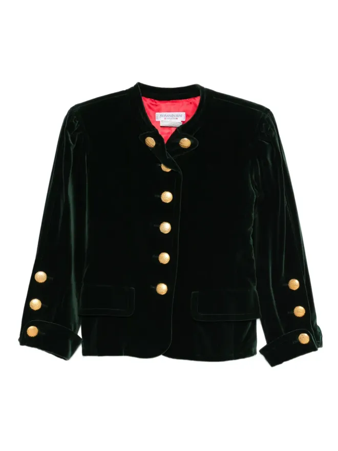 Saint Laurent Pre-Owned Saint Laurent ビンテージ 1980年代 コットン混紡ジャケット - グリーンの商品画像