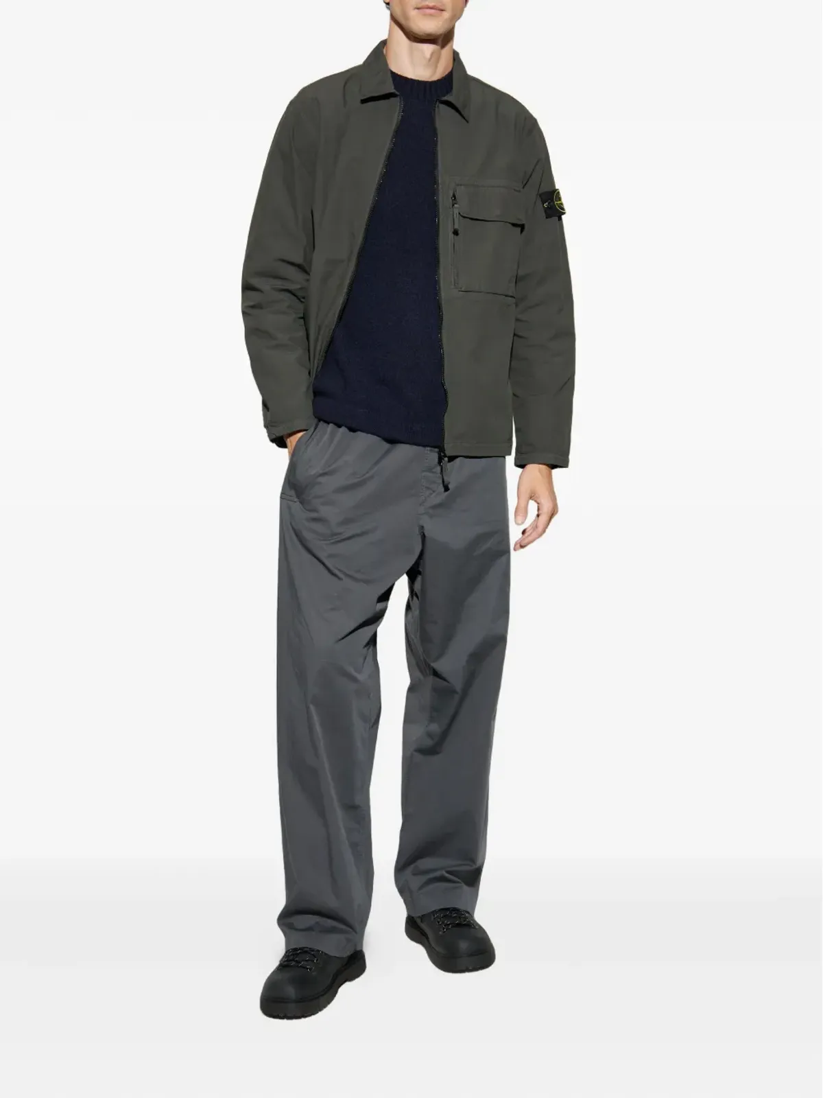 Stone Island パッチポケットジップフロントシャツ - 画像2