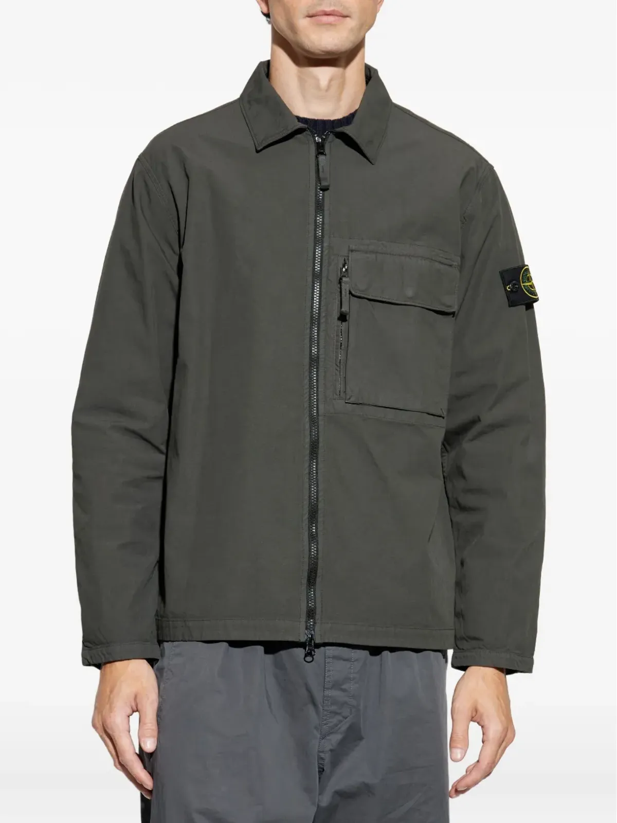Stone Island パッチポケットジップフロントシャツ - 画像3